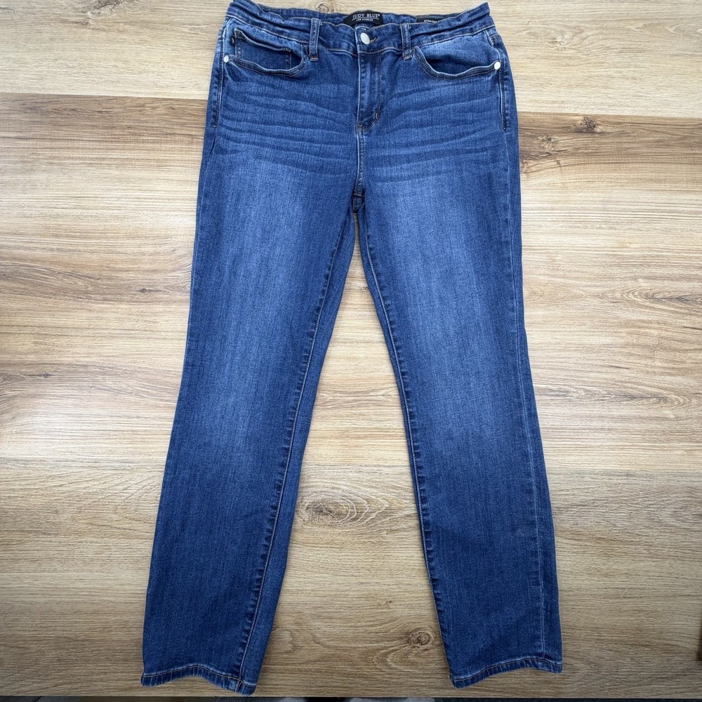 Judy Blue Jeans Womens Size 32‎ Blue Straight Fit High Waist Dark Wash Denim